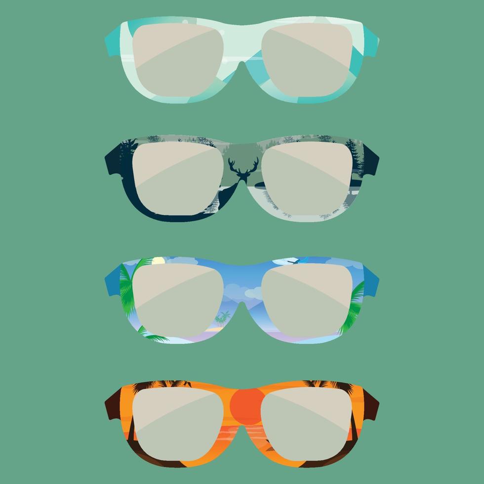 vektor glasögon med olika skön motiv