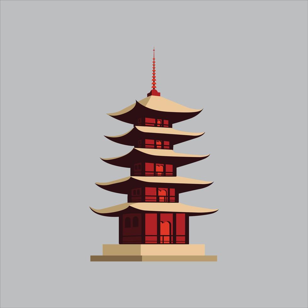 asiatischer pagodenikonenvektor.pagode in japan. japanischer Tempel vektor