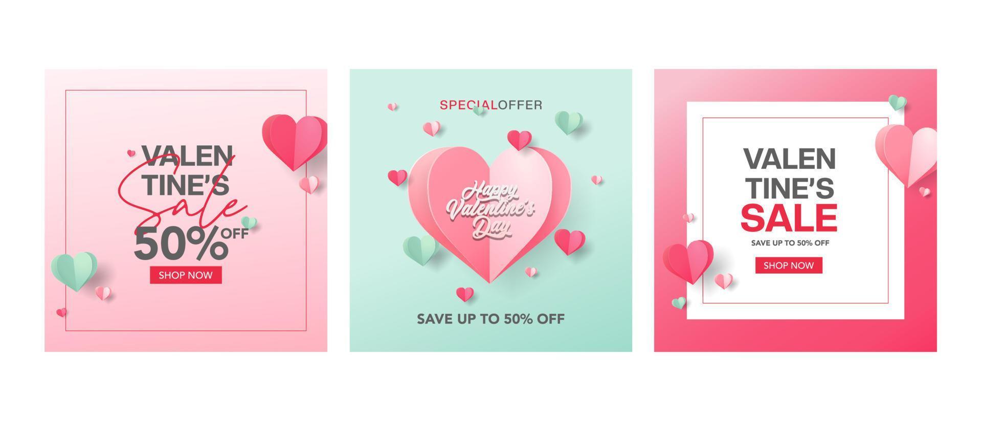 papper stil valentines dag försäljning posta mall vektor