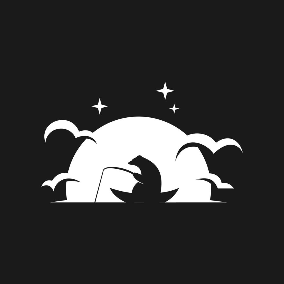 Angeln Bär Nacht Logo vektor
