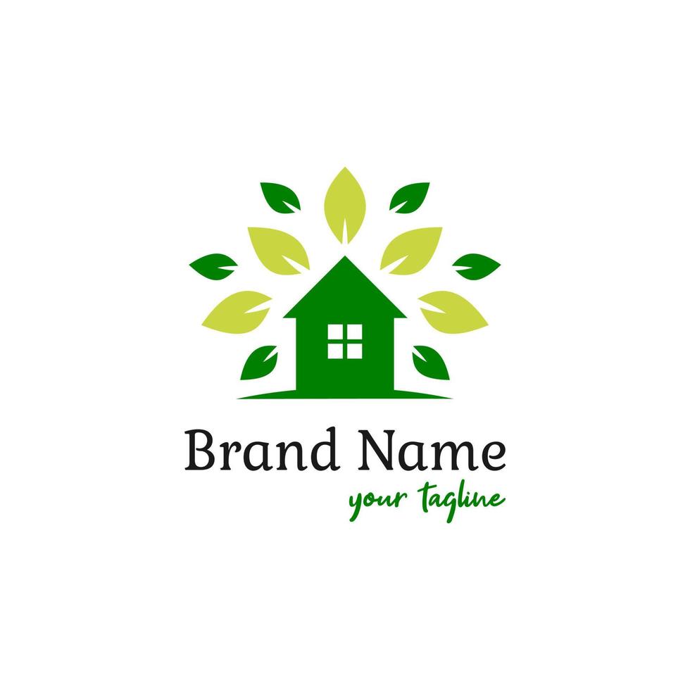 natur blad grön hus logotyp vektor