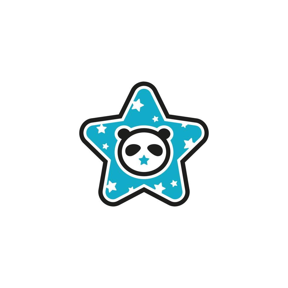 stjärna panda natt logotyp vektor