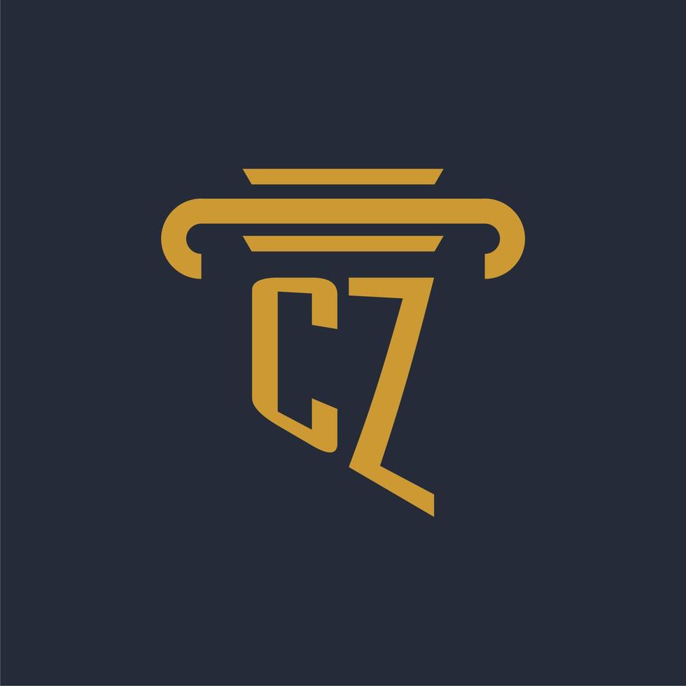 cz första logotyp monogram med pelare ikon design vektor bild