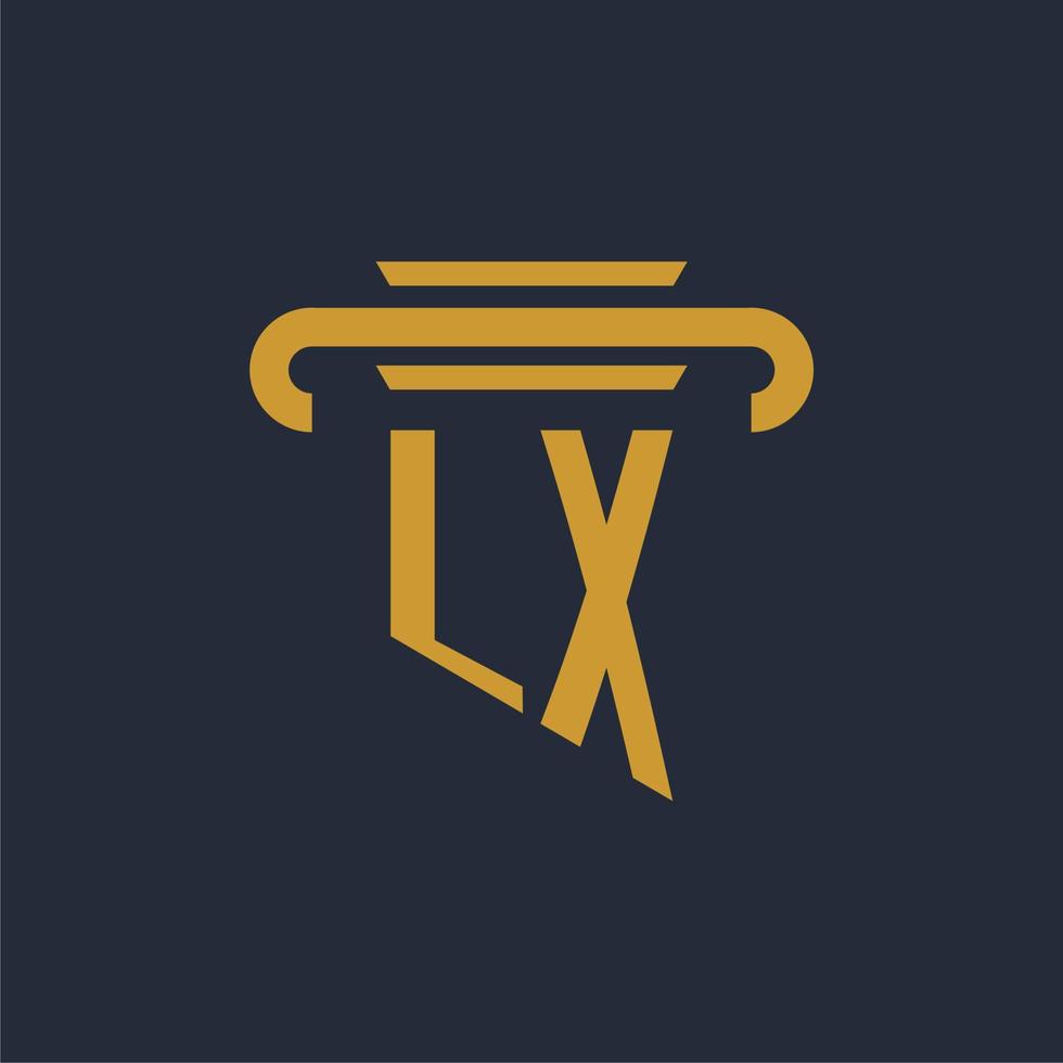 lx första logotyp monogram med pelare ikon design vektor bild