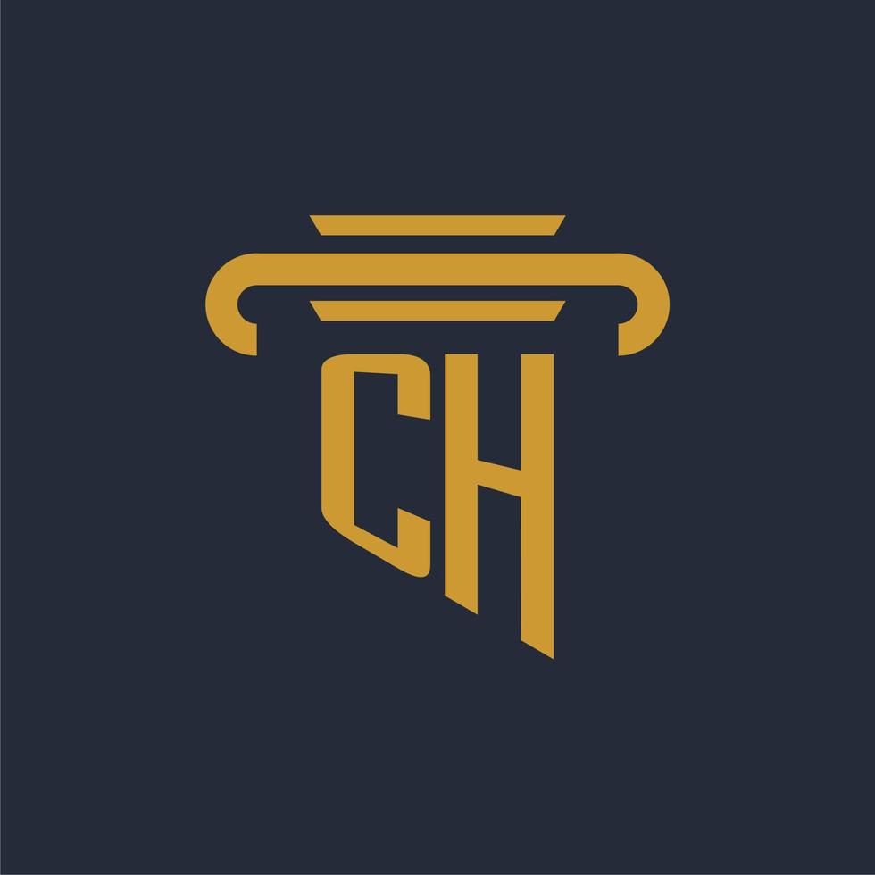 ch anfängliches Logo-Monogramm mit Säulen-Icon-Design-Vektorbild vektor