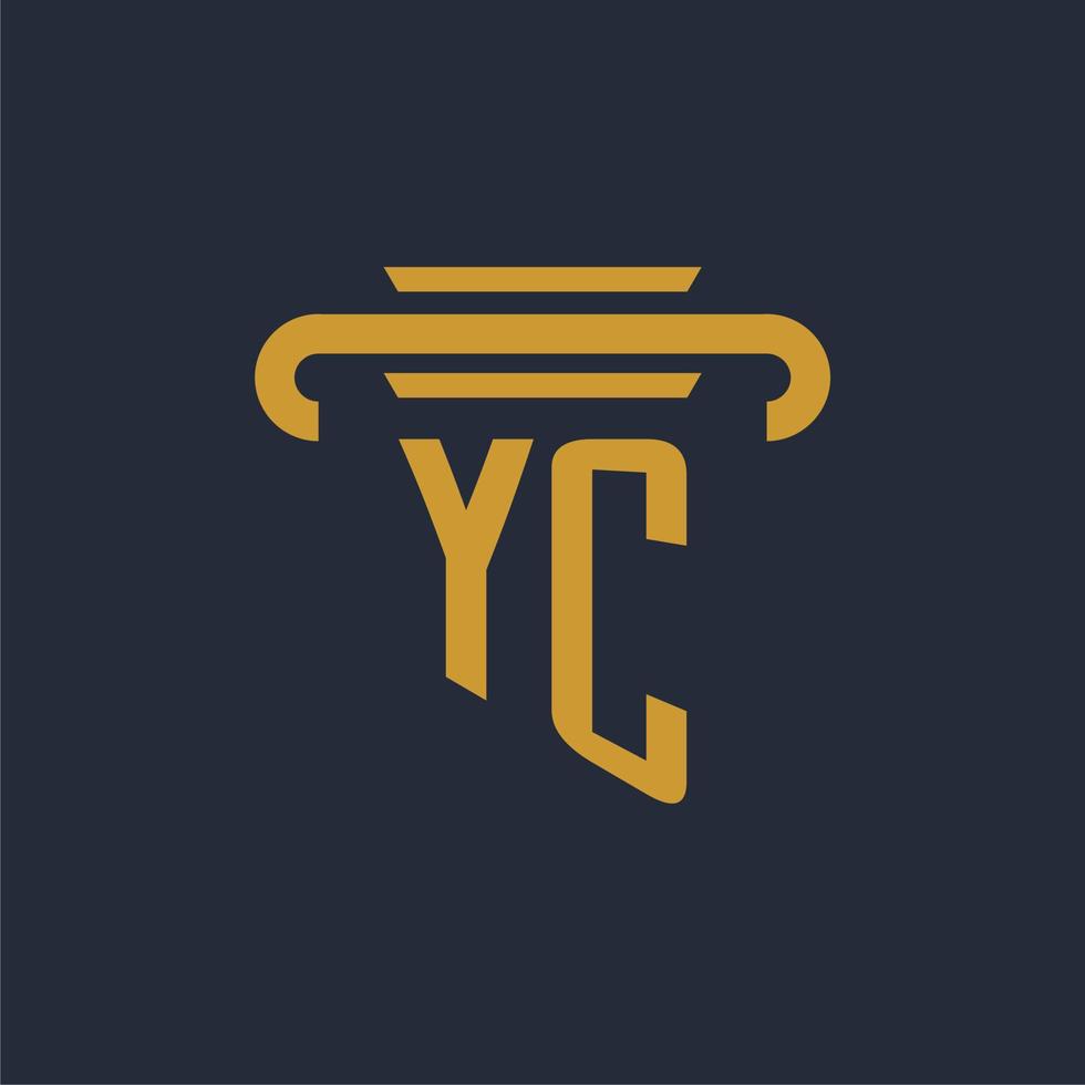 yc första logotyp monogram med pelare ikon design vektor bild