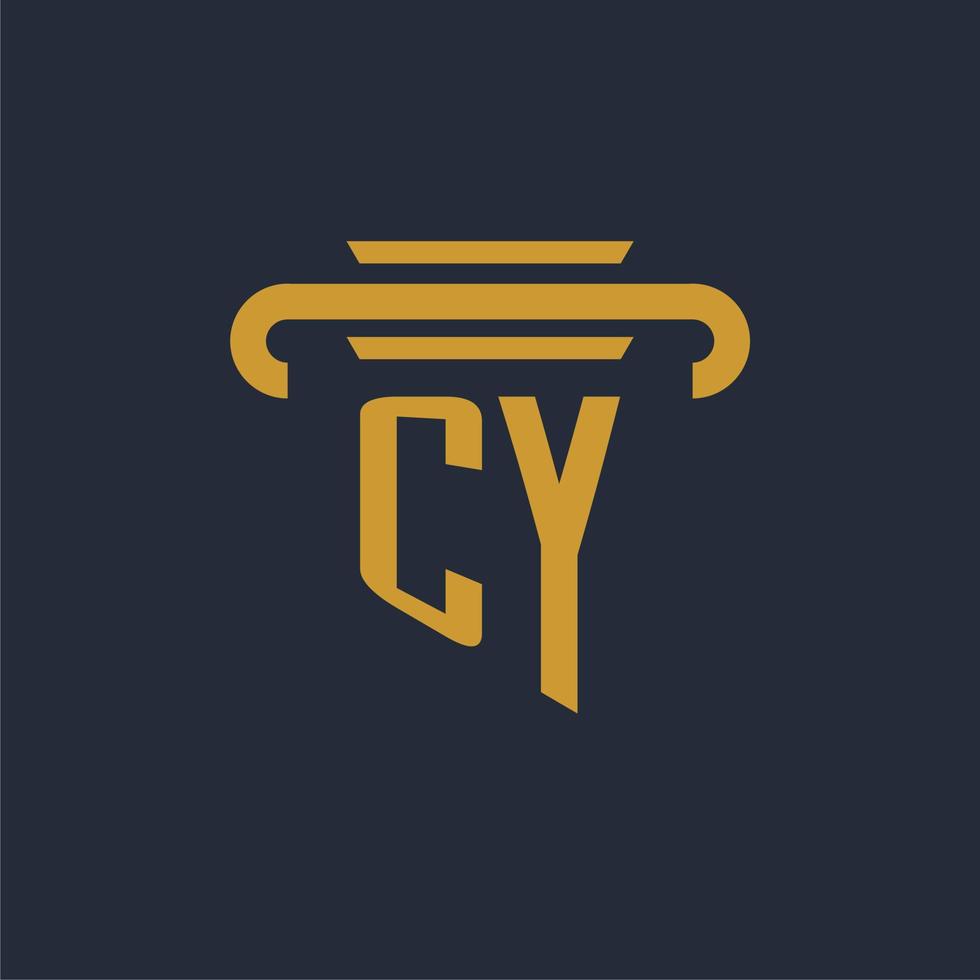 cy första logotyp monogram med pelare ikon design vektor bild
