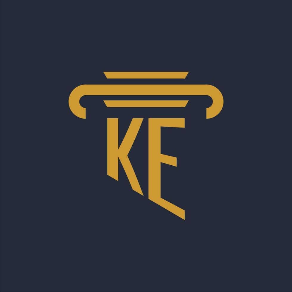 ke första logotyp monogram med pelare ikon design vektor bild