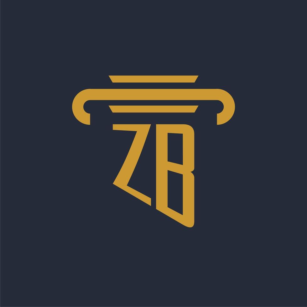 zb anfängliches Logo-Monogramm mit Säulen-Icon-Design-Vektorbild vektor