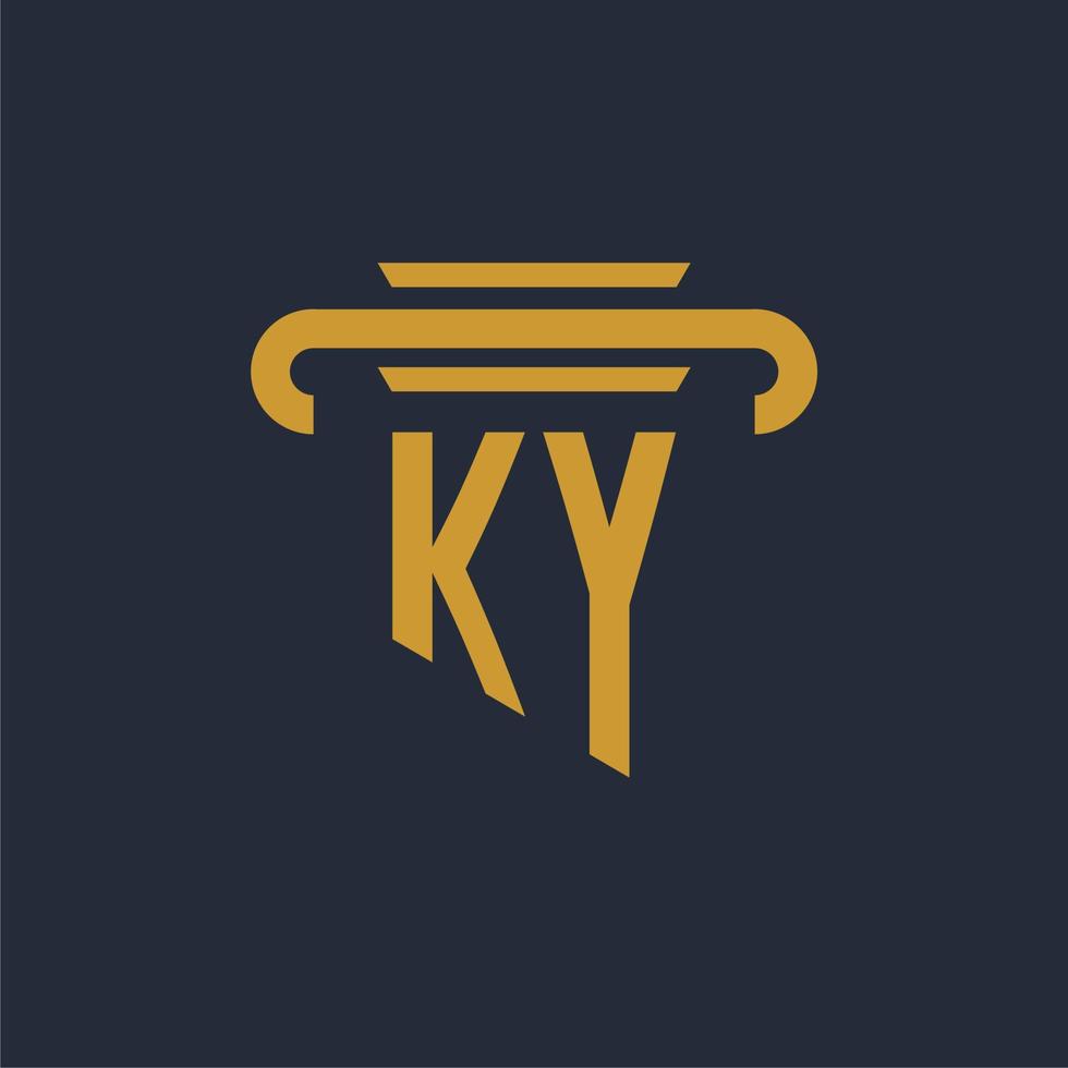 ky anfängliches Logo-Monogramm mit Säulen-Icon-Design-Vektorbild vektor