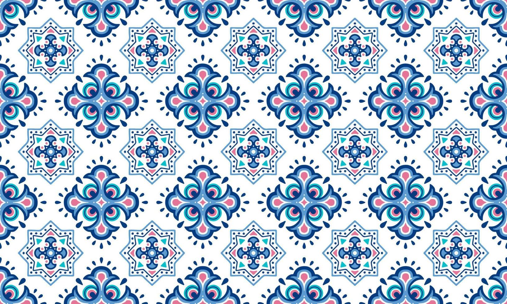 ethnischer abstrakter hintergrund niedlich blau indigo geometrisch tribal ikat volksmotiv arabisch orientalisch einheimisches muster traditionelles design, teppich, tapete, kleidung, stoff, verpackung, druck, batik, volkstümlich, gestrickt, vektor