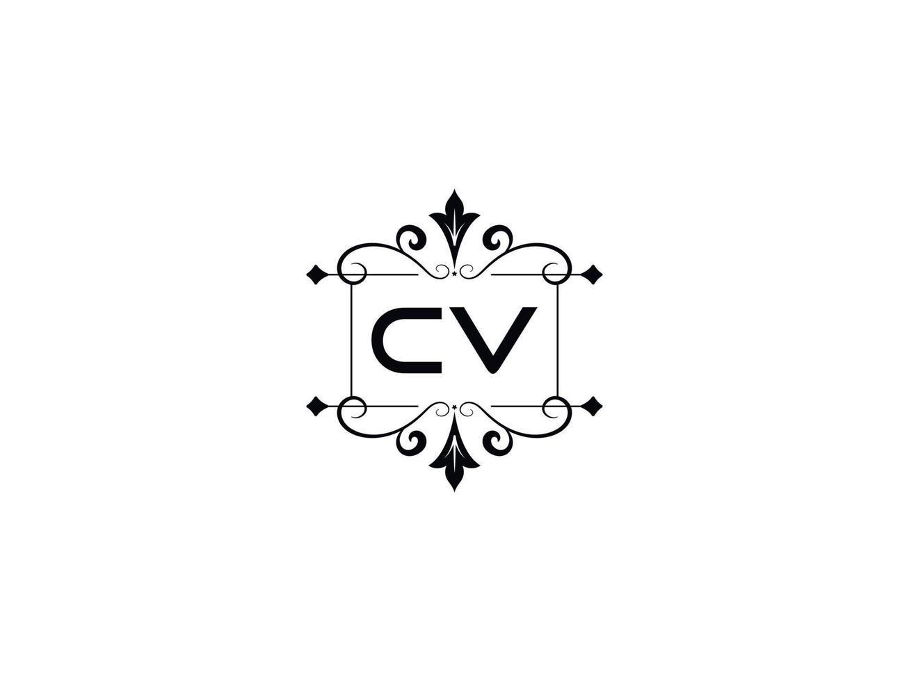 kreatives cv-logobild, monogramm-cv-luxusbriefdesign vektor