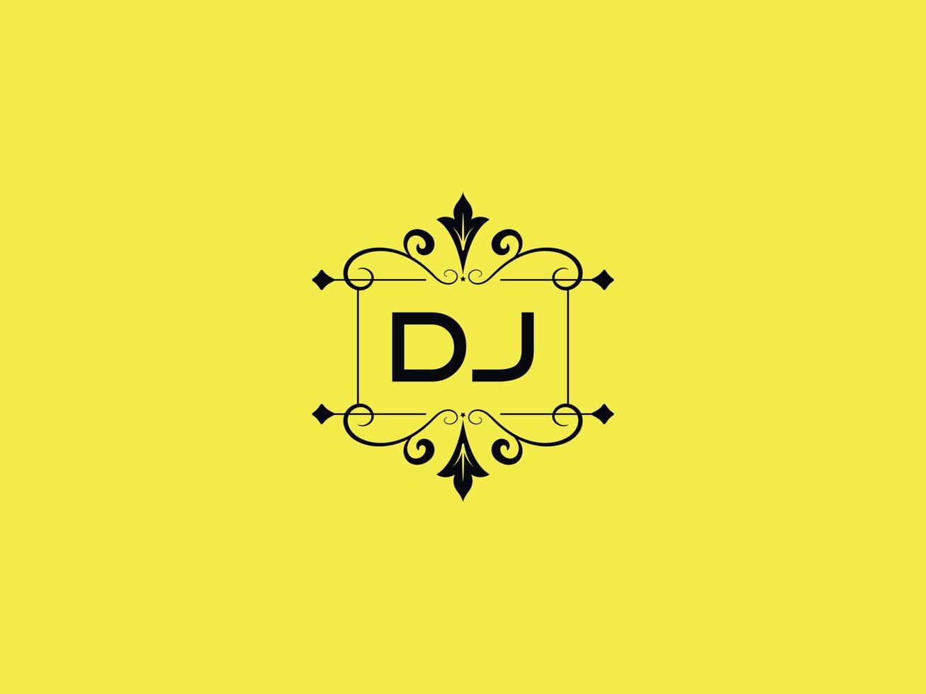 buntes dj-logo-symbol, minimalistischer dj-luxus-brief-logobestand vektor