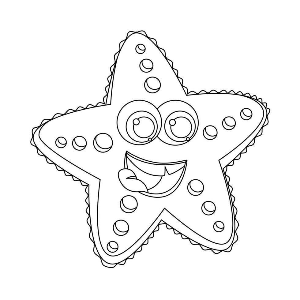 tecknad serie rolig sjöstjärna i en linjär stil för barn s coloring.vector illustration vektor