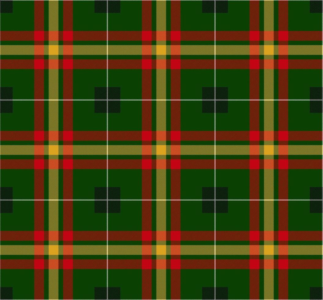 traditionelles Weihnachtsmuster für ein Plaid. schottischer tartan, käfig. rote, grüne, gelbe, schwarze und weiße Quadrate. Vektor-Illustration. vektor