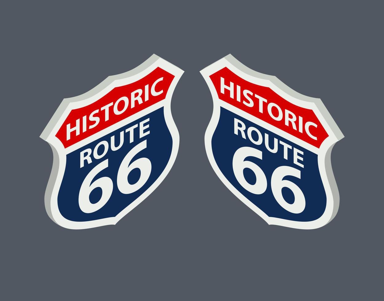 Historischer Wegweiser Route 66 in Isometrie für die Karte. Vektor-Illustration. vektor