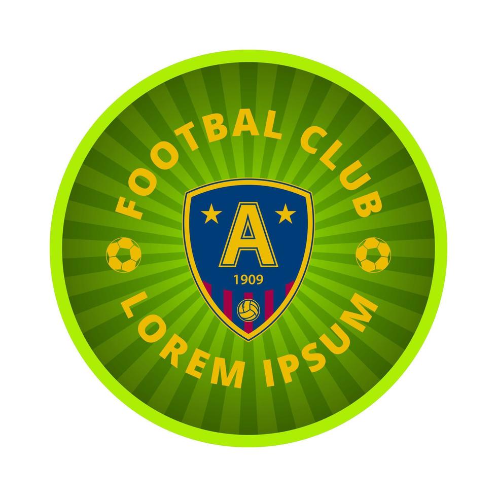Fußballclub-Emblem in einem Kreis. grünes Symbol auf weißem Hintergrund. vektor