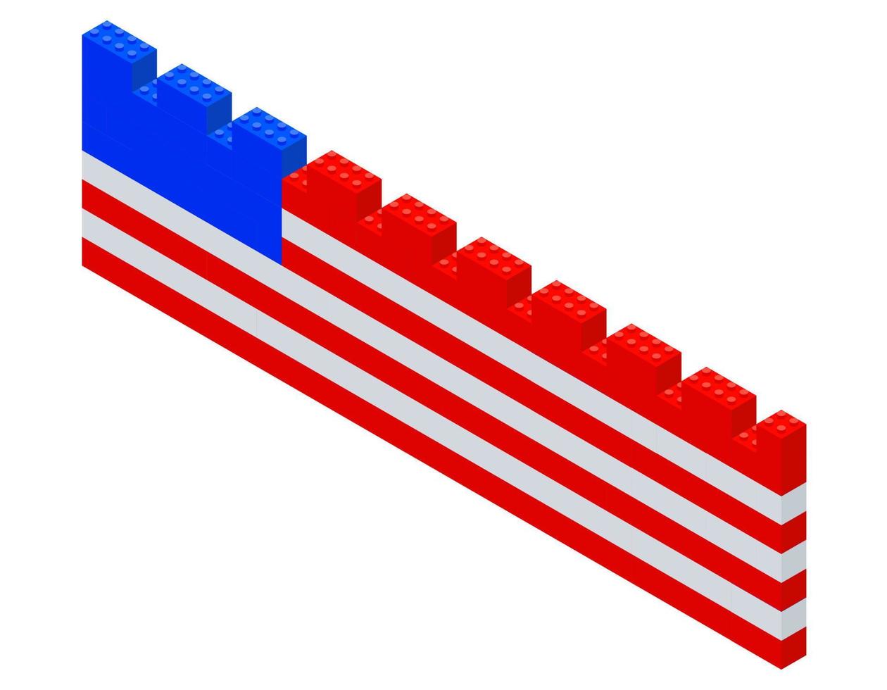 amerikan flagga på en staket monterad från en konstruktör. vektor