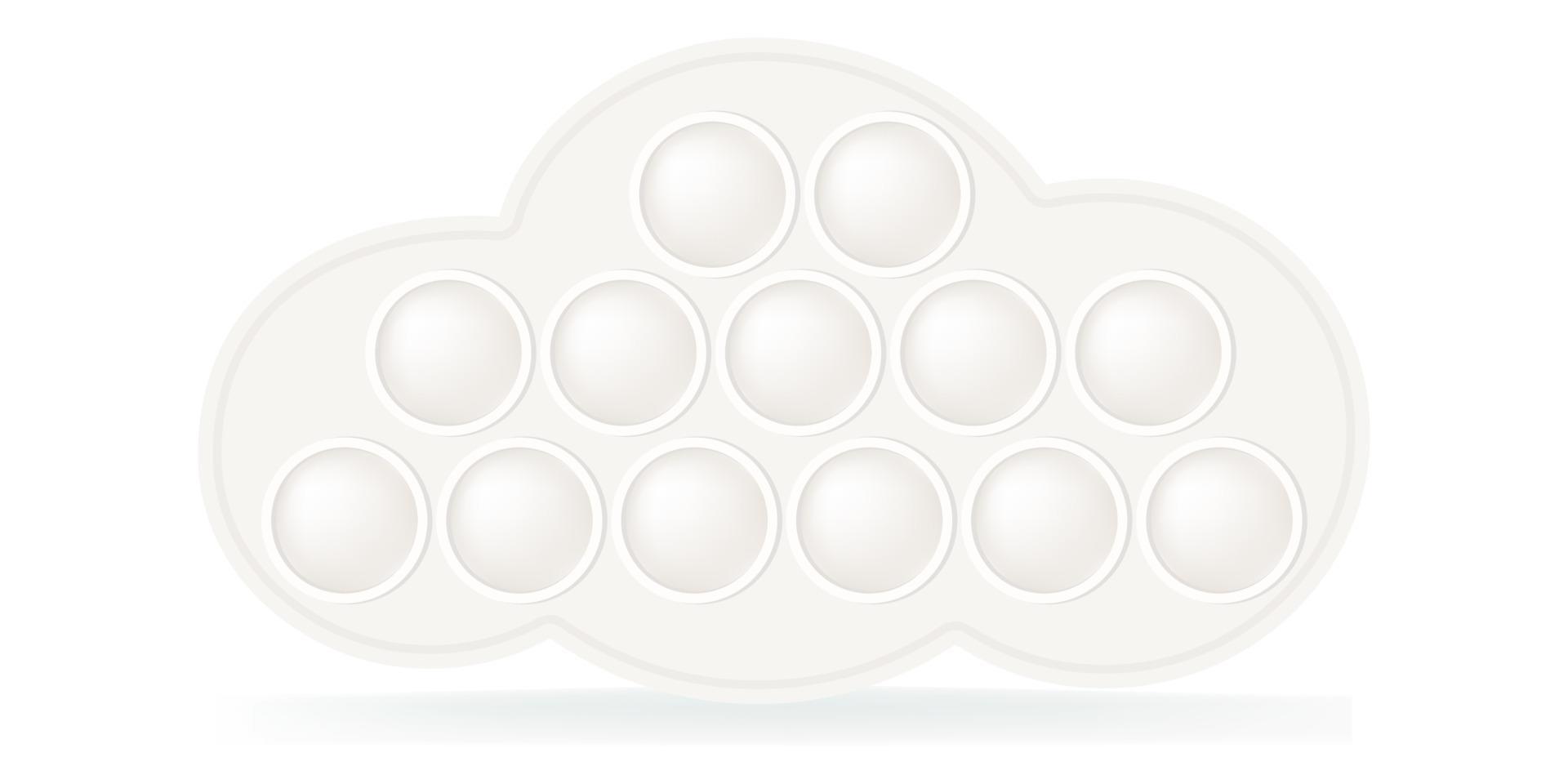 Knallspielzeug Weiße Wolke Silikonspielzeug zum Herumzappeln. süchtig machendes Anti-Stress-Spielzeug in pastellrosa Farbe. Bubble sensorisches Entwicklungsspielzeug für Kinderfinger. vektorillustration isoliert vektor