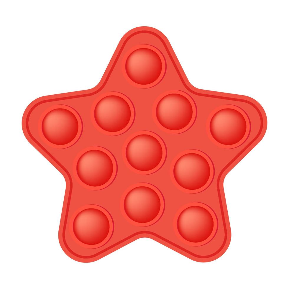 popping leksak ljus röd stjärna kisel leksak för fidgets. beroendeframkallande bubbla sensorisk utvecklande leksak för barn fingrar. vektor illustration isolerat