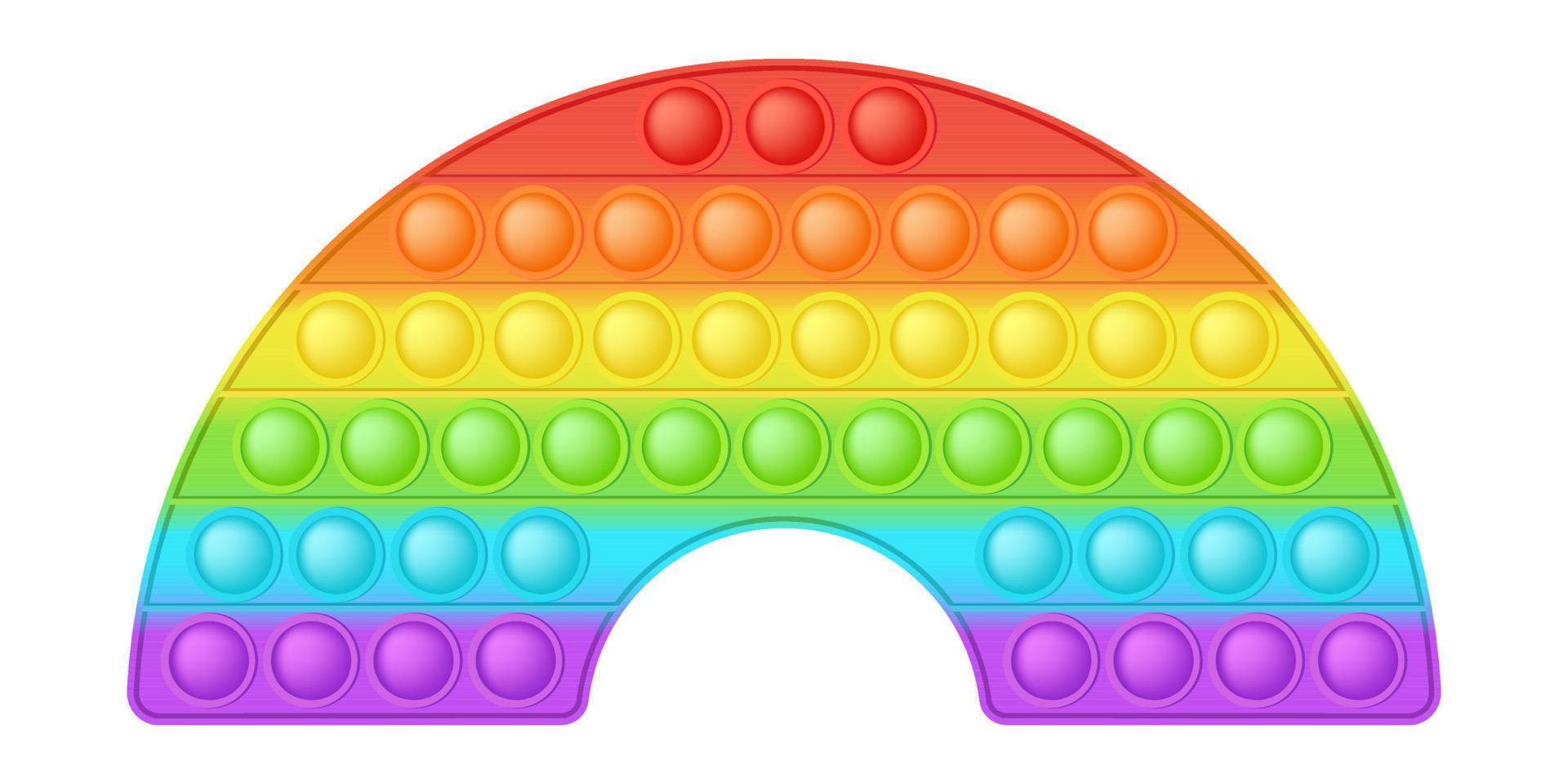 knallendes spielzeug leuchtendes regenbogen-silikonspielzeug für zappel. süchtig machendes sensorisches Blasenspielzeug für Kinderfinger. vektorillustration isoliert vektor