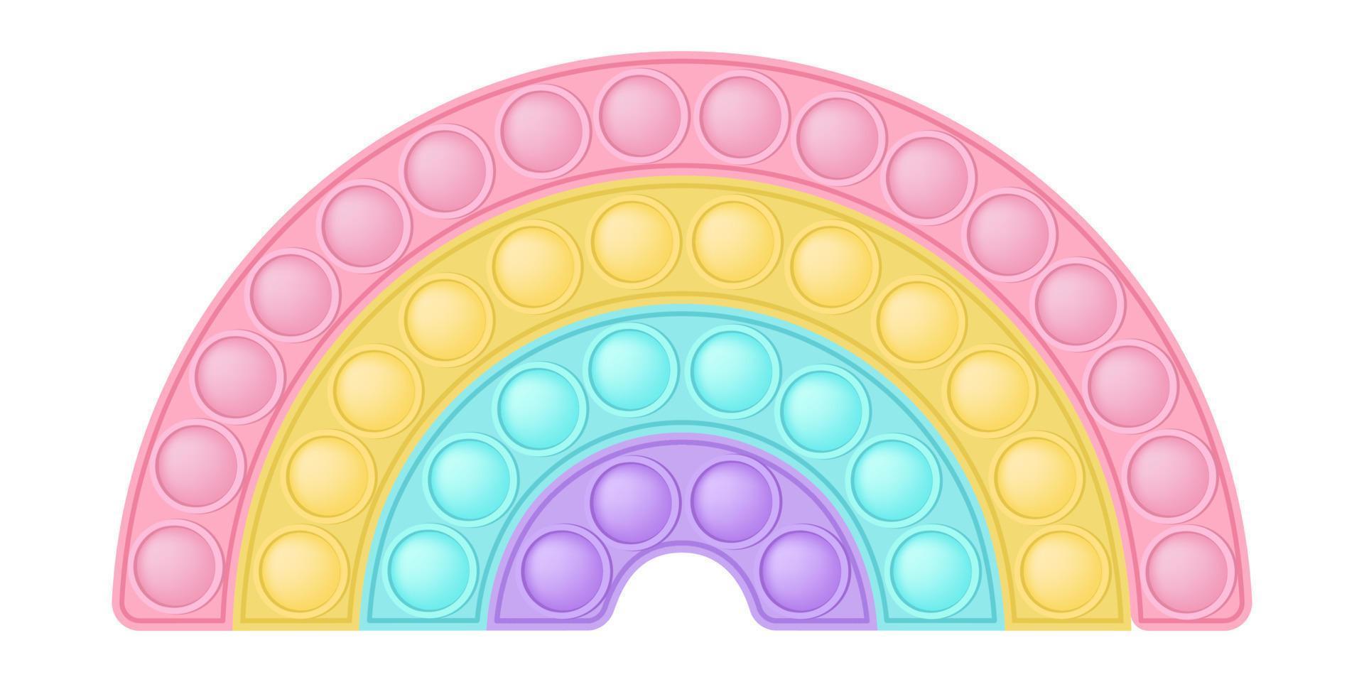 Knallspielzeug Regenbogen-Silikonspielzeug für Zappeln. süchtig machendes Anti-Stress-Spielzeug in pastellrosa Farbe. Bubble sensorisches Entwicklungsspielzeug für Kinderfinger. vektorillustration isoliert vektor
