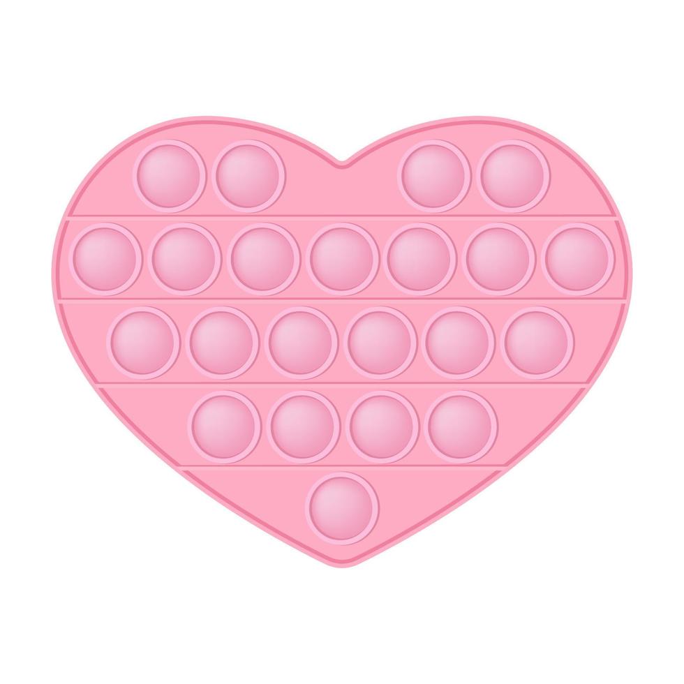 popping leksak rosa hjärta kisel leksak för fidgets. beroendeframkallande anti-stress leksak i pastell rosa Färg. bubbla sensorisk utvecklande leksak för barn fingrar. vektor illustration isolerat