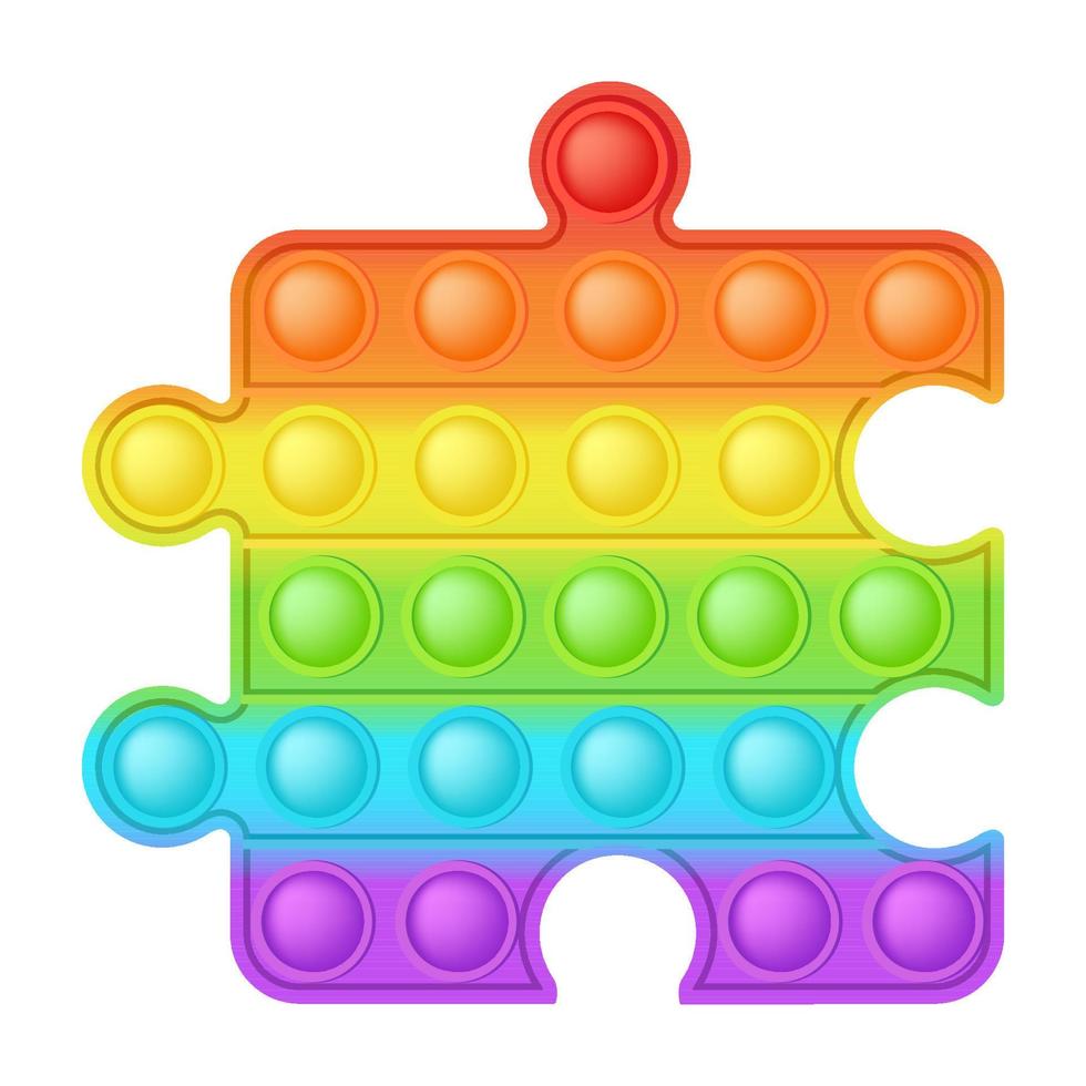 knallendes spielzeug leuchtende regenbogenfigur puzzle silikonspielzeug für zappel. süchtig machendes sensorisches Blasenspielzeug für Kinderfinger. vektorillustration isoliert vektor