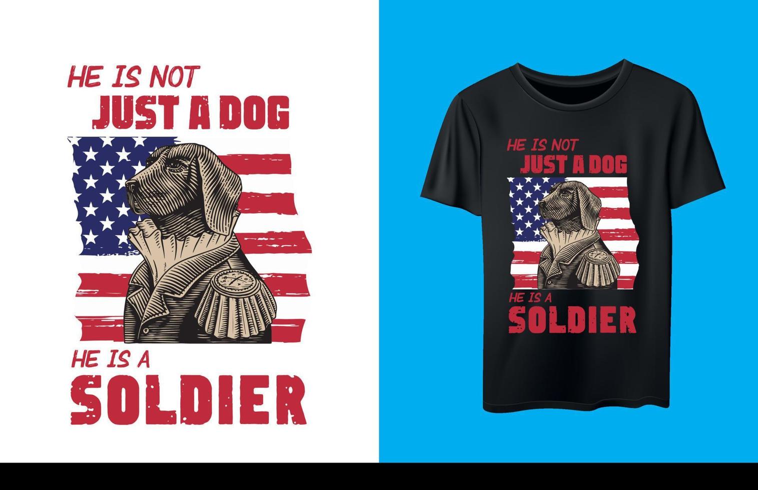 hund soldat t skjorta design vektor