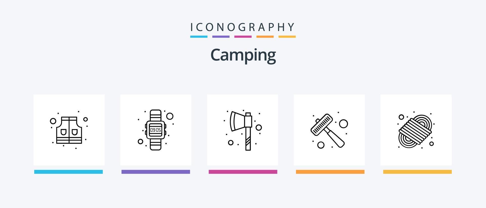 camping linje 5 ikon packa Inklusive . Kartor. plats. plats. Kolla på. kreativ ikoner design vektor