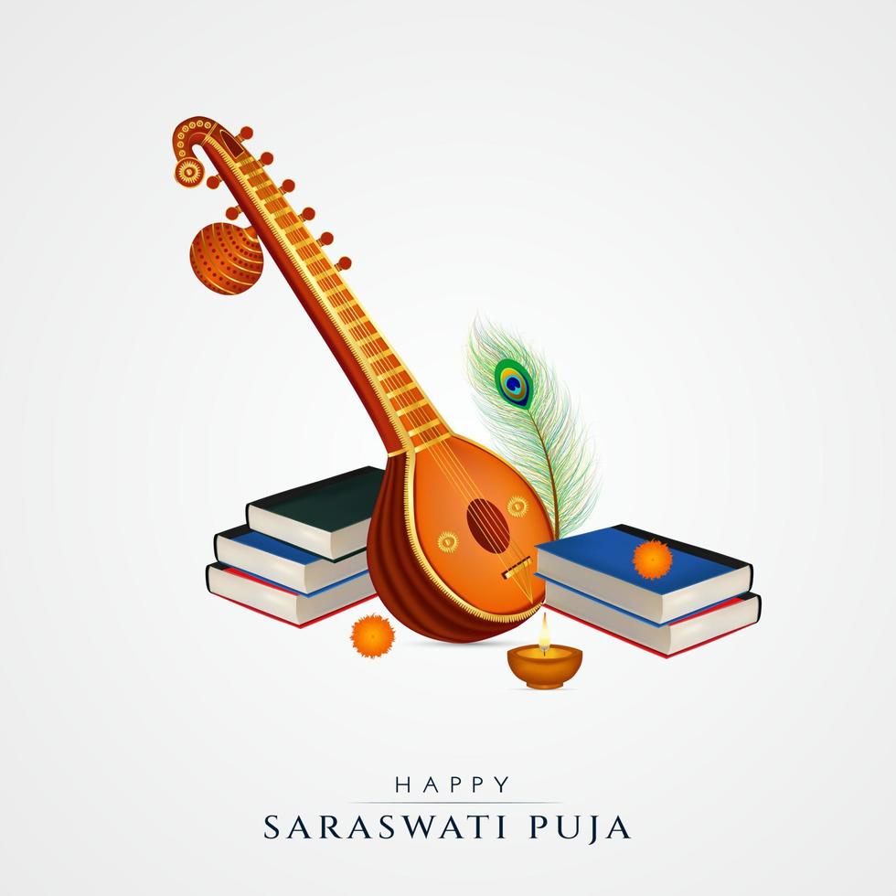 Happy Saraswathi Puja Social-Media-Beitrag vektor