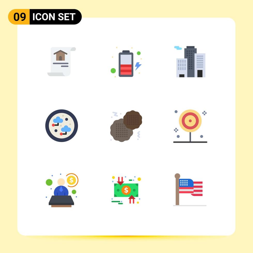 piktogram uppsättning av 9 enkel platt färger av matlagning mat företag kex nätverk redigerbar vektor design element