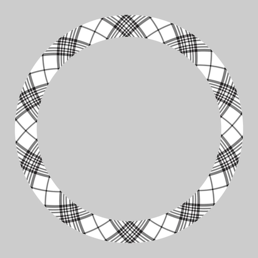 Kreisränder und Rahmenvektor. rundes Grenzmuster geometrisches Vintage-Rahmendesign. Schottische Tartan-Plaid-Stoffstruktur. vorlage für geschenkkarte, collage, sammelalbum oder fotoalbum und porträt. vektor