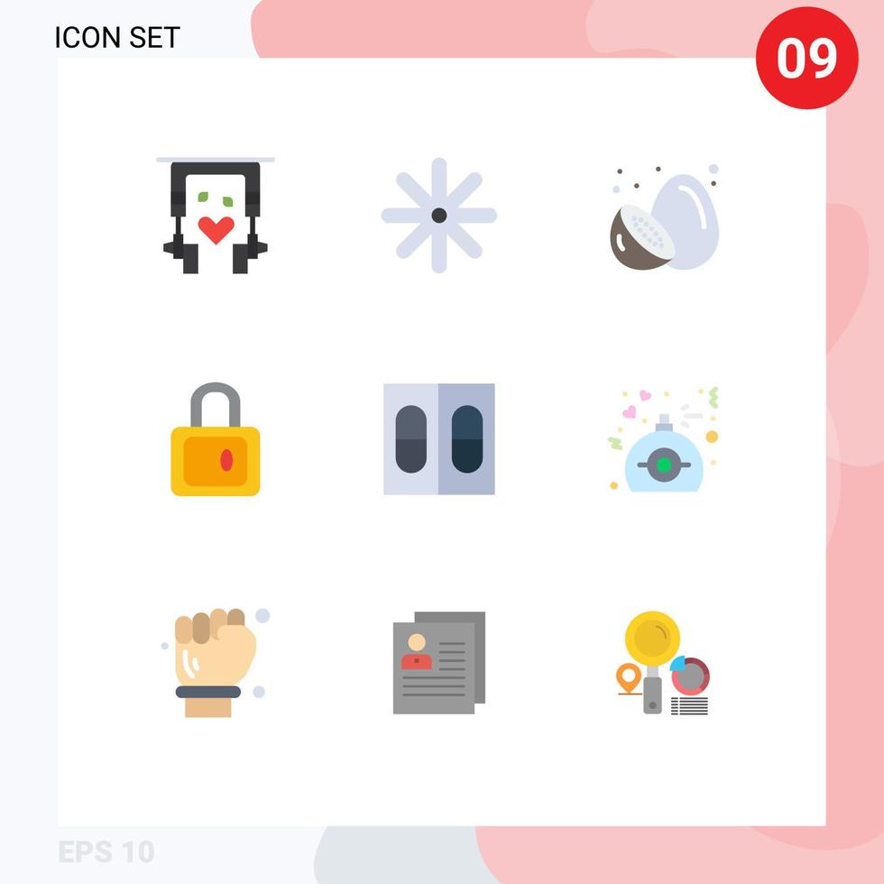 moderner satz von 9 flachen farben und symbolen wie medizin fruchtstudie schloss editierbare vektordesignelemente vektor
