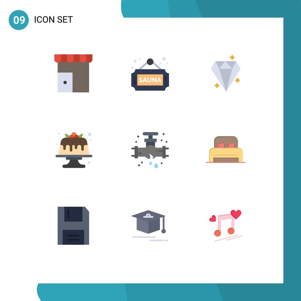 Stock Vector Icon Pack mit 9 Zeilenzeichen und Symbolen für süße Dessert-Tag-Kuchenpreise editierbare Vektordesign-Elemente