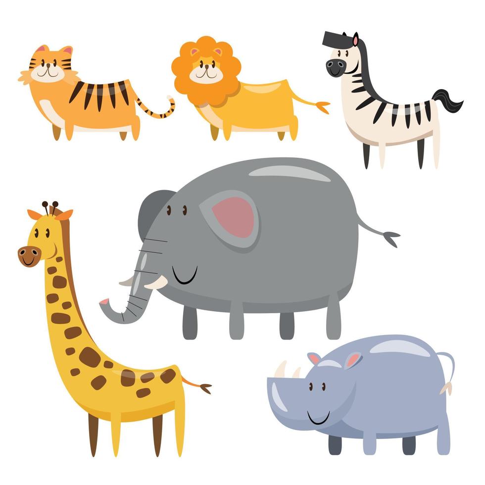 uppsättning av djur vilda djur och växter karaktär vektor illustration
