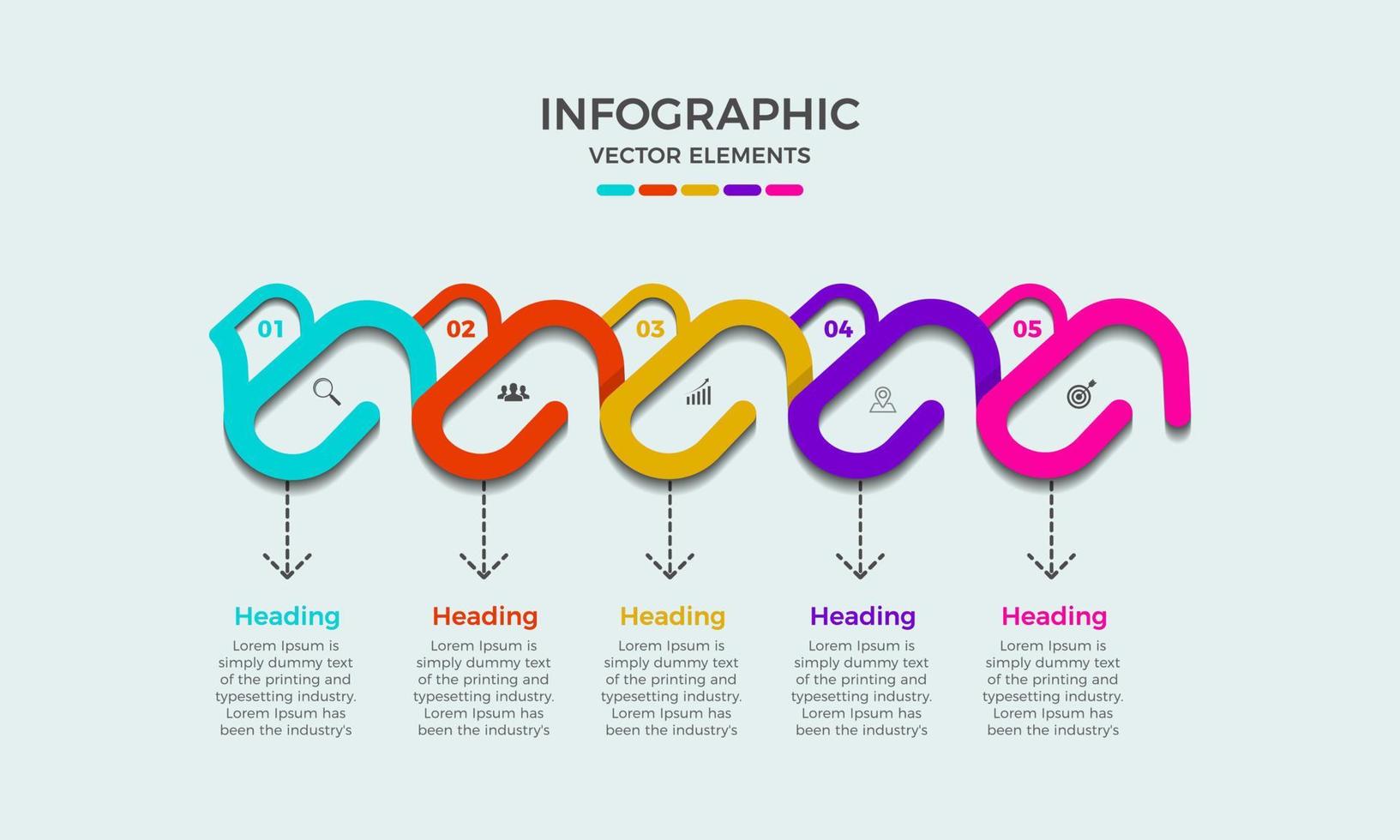 begrepp av 5 vektor steg av företag utveckling infographic design. enkel infographic presentation design mall