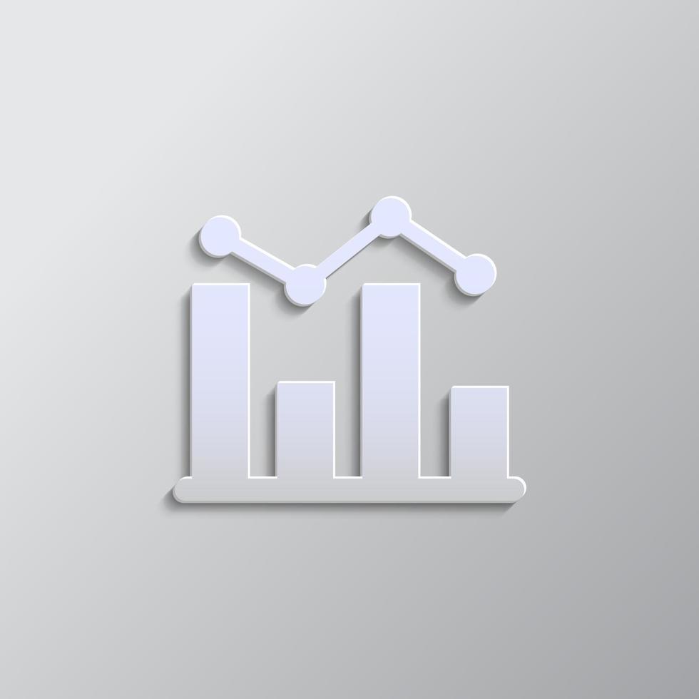 databas, server, bar Diagram papper stil, ikon. grå Färg vektor bakgrund- papper stil vektor ikon