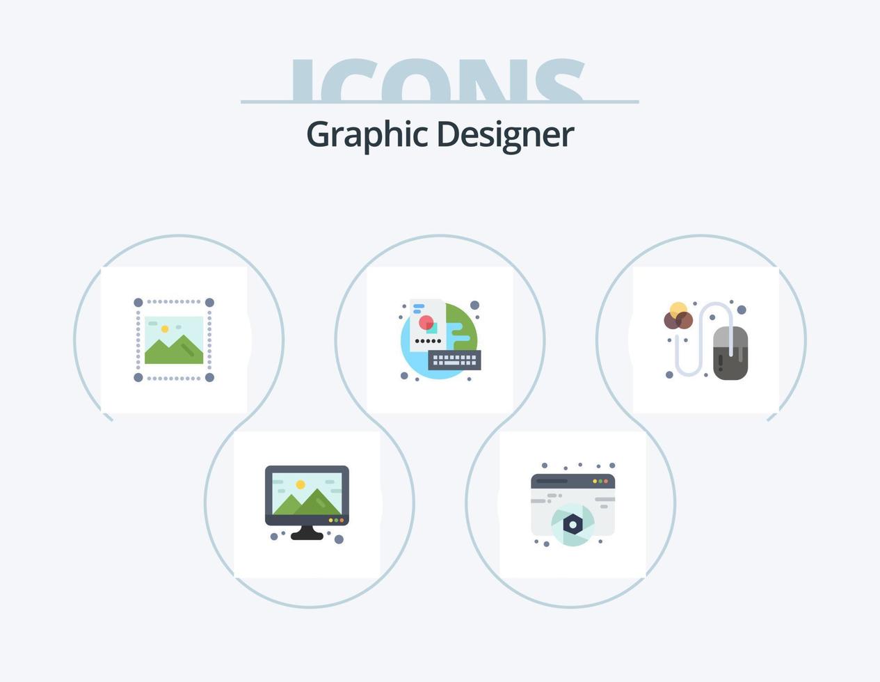 grafisk designer platt ikon packa 5 ikon design. kreativ. nyckel. webb. styrelse. grafik vektor