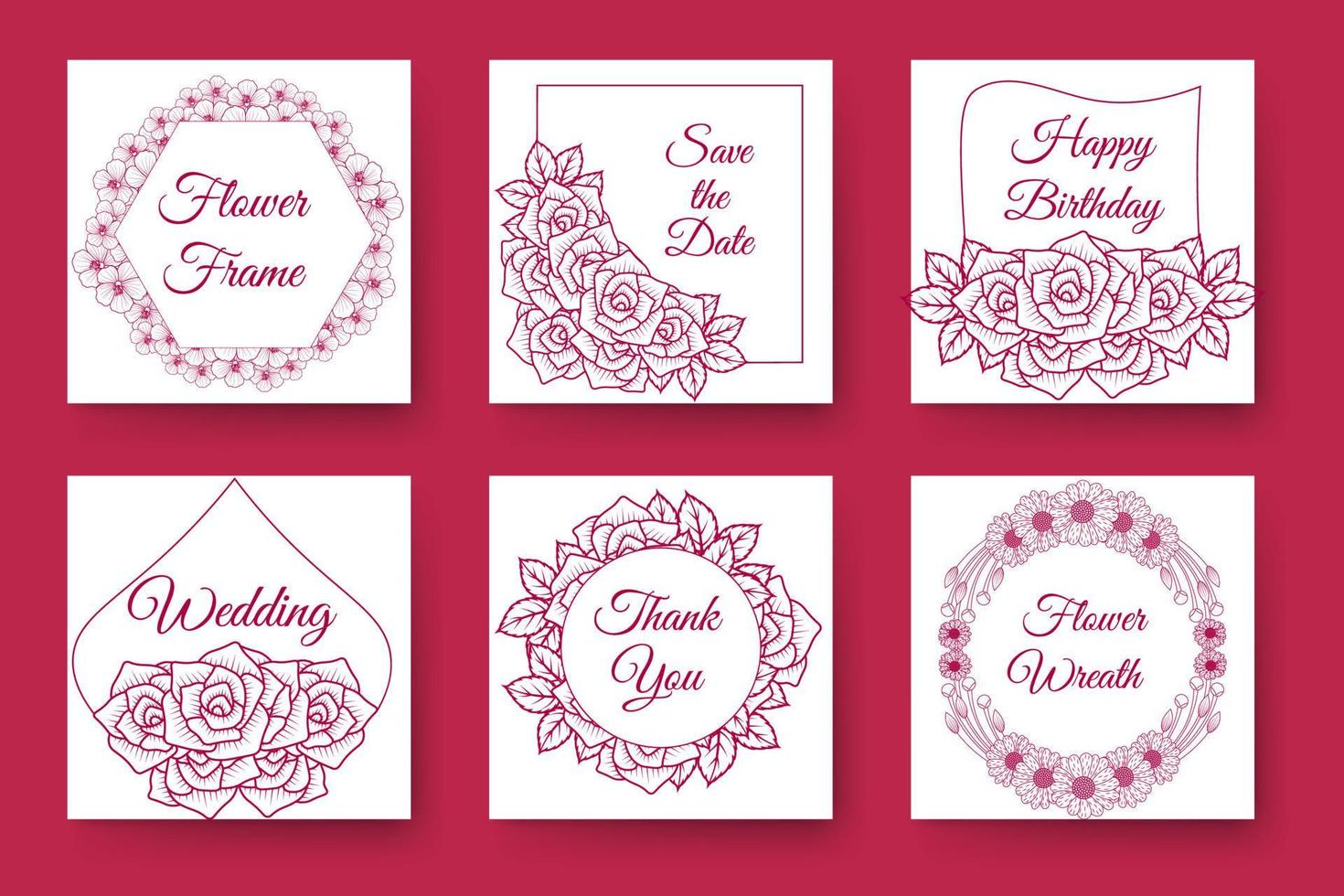 Blumenkranzdesign und Blumenrahmendesign mit elegantem Blumenrand der Hochzeitseinladungskarte vektor
