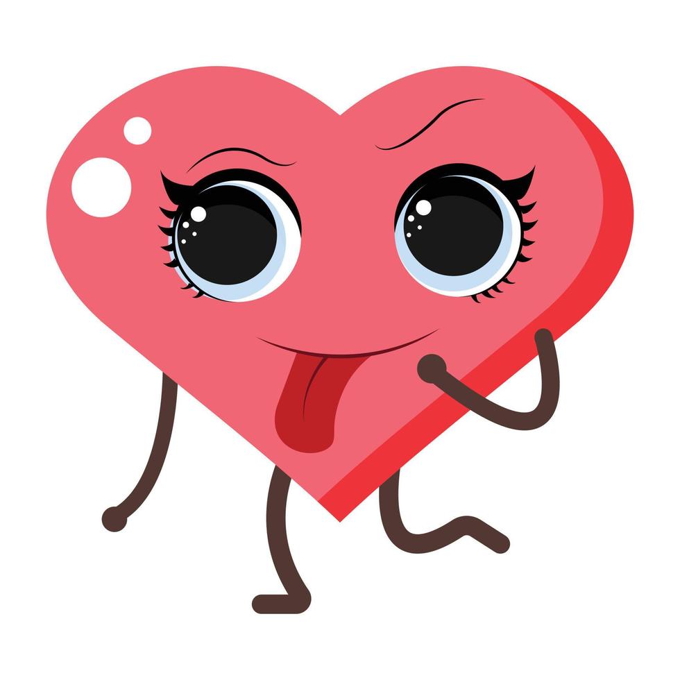 Cartoon-Herz-Charakter. süße liebessymbole mit gesicht vektor