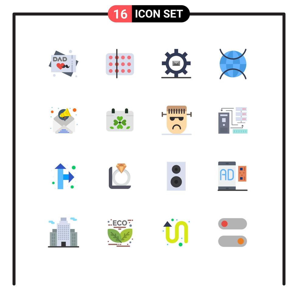 grupp av 16 platt färger tecken och symboler för annons iot miljö internet av saker meddelande redigerbar packa av kreativ vektor design element