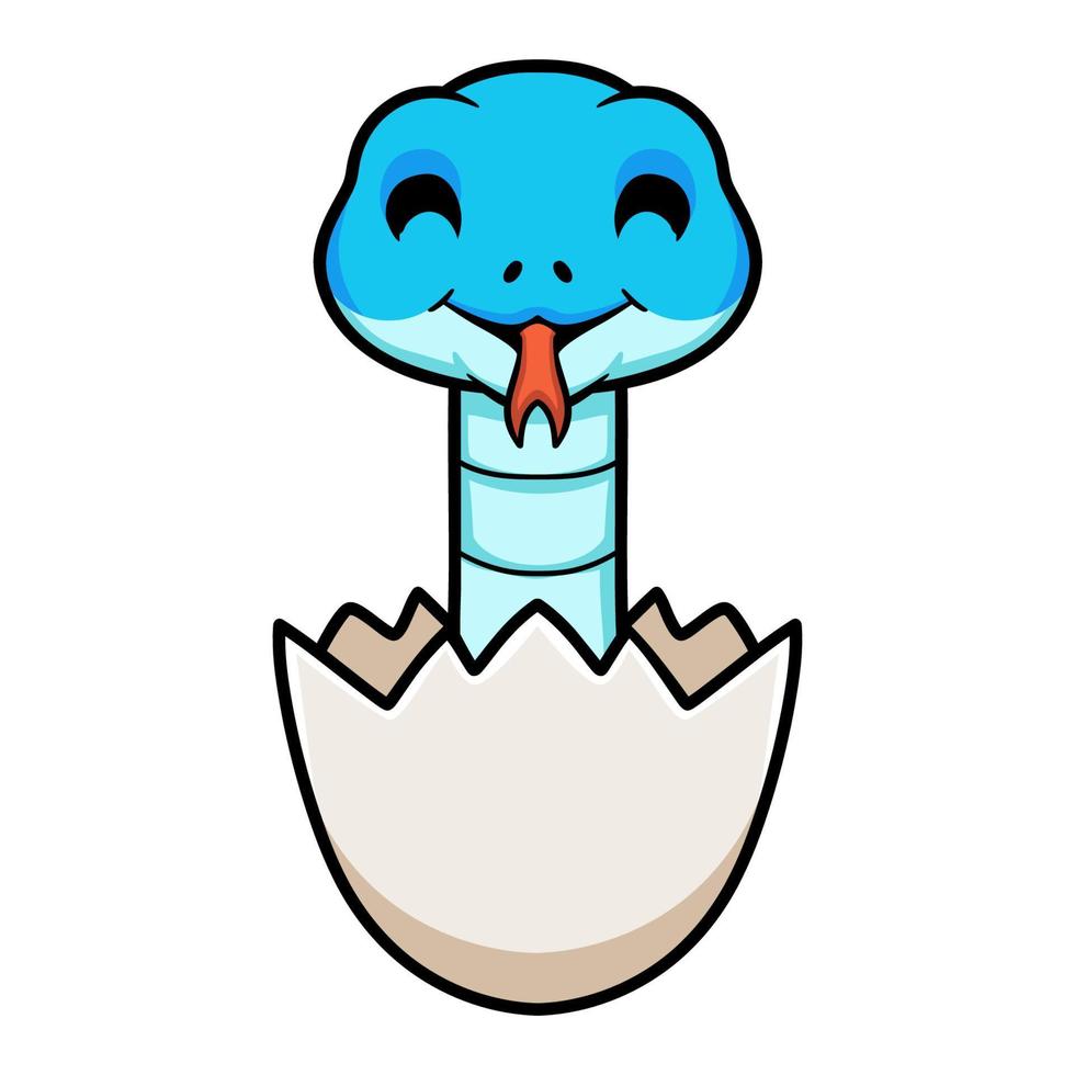 söt blå orm huggorm tecknad serie inuti ett ägg vektor