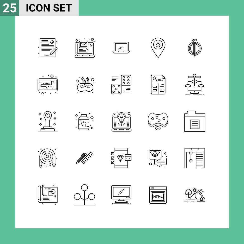 modern uppsättning av 25 rader pictograph av stift Karta dator plats pc redigerbar vektor design element