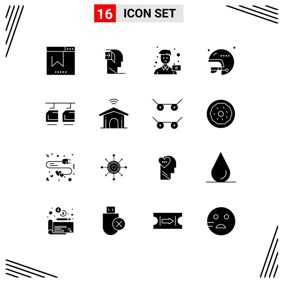 uppsättning av 16 modern ui ikoner symboler tecken för sporter hjälm sinnad fotboll Foto redigerbar vektor design element