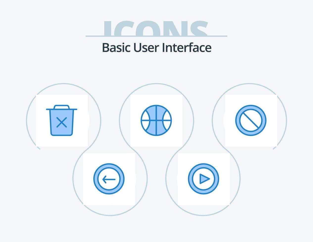 grundläggande blå ikon packa 5 ikon design. förbjuda. uppsättning. grundläggande. skräp vektor