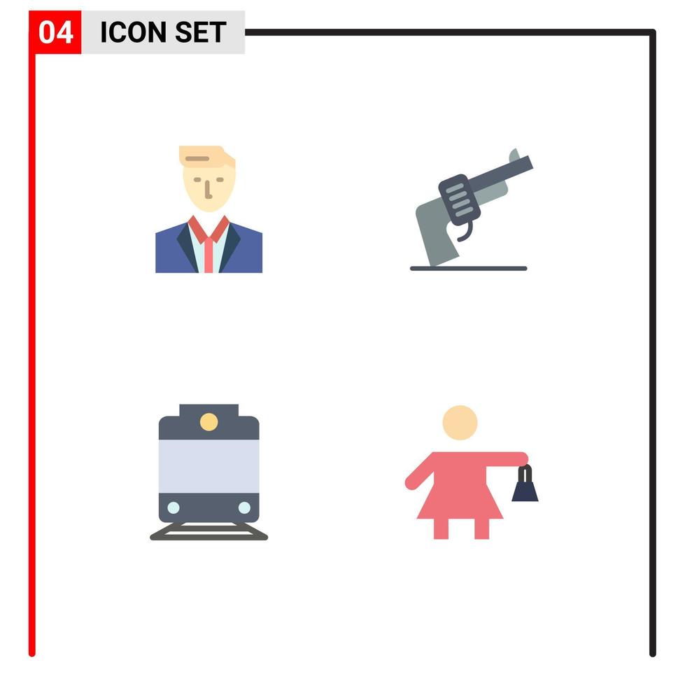 uppsättning av 4 kommersiell platt ikoner packa för chef järnväg ledare hand människor redigerbar vektor design element