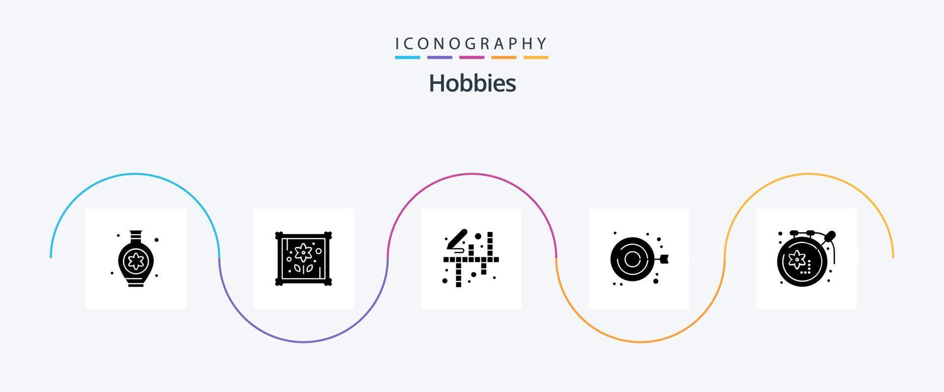 hobbies glyf 5 ikon packa Inklusive hobbyer. hantverk. hobbyer. konst. mode vektor