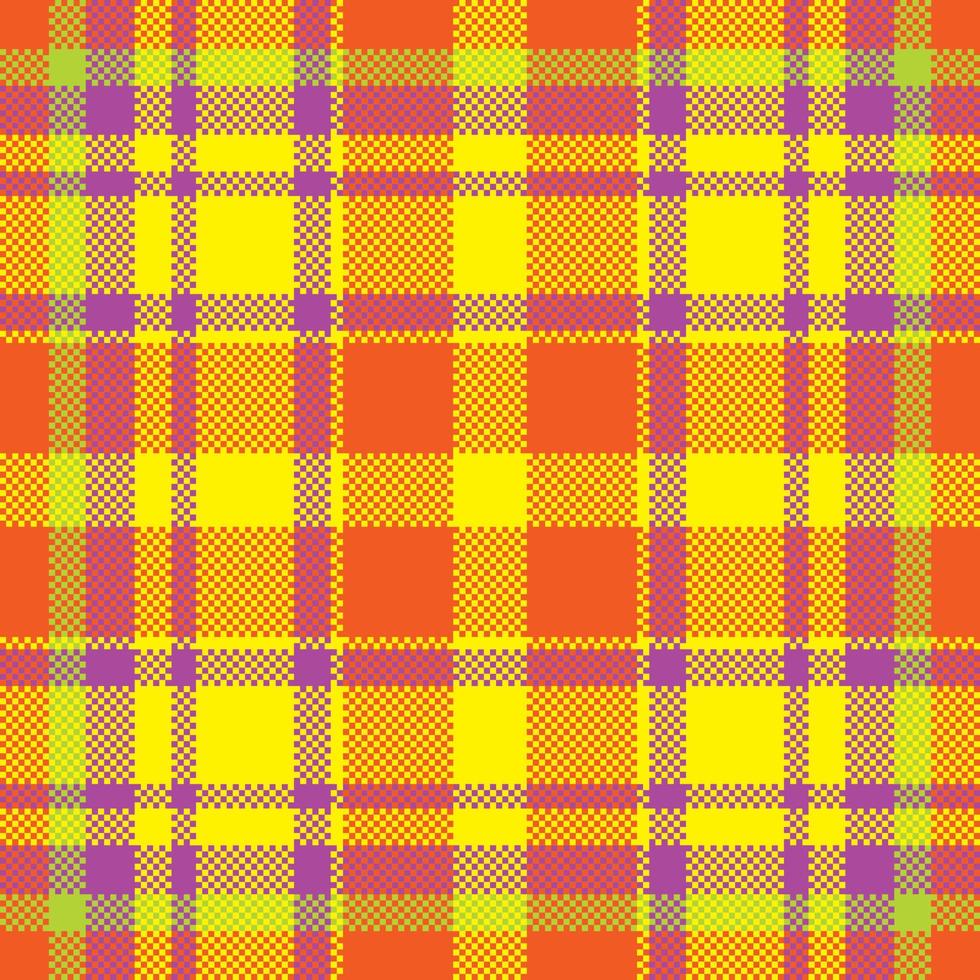 pixel bakgrund vektor design. modern sömlös mönster pläd. fyrkant textur tyg. tartan skott textil. skönhet Färg madras prydnad.