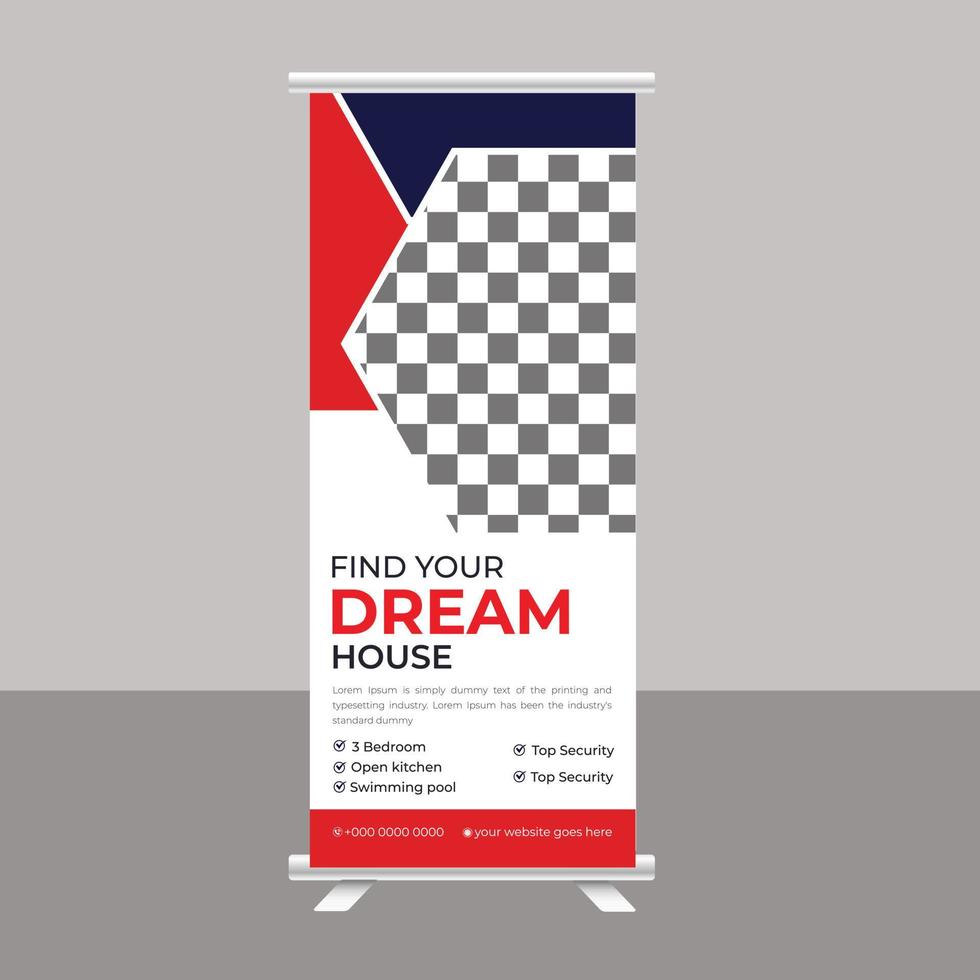 luxus traumhaus verkauf rollup banner broschürenständer vorlage für immobilienagentur vektor